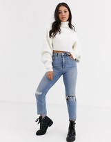 Thumbnail for your product : ASOS DESIGN Petite super crop roll neck jumper in oversized shape