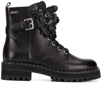 Liu Jo Embellished Combat Boots - ShopStyle