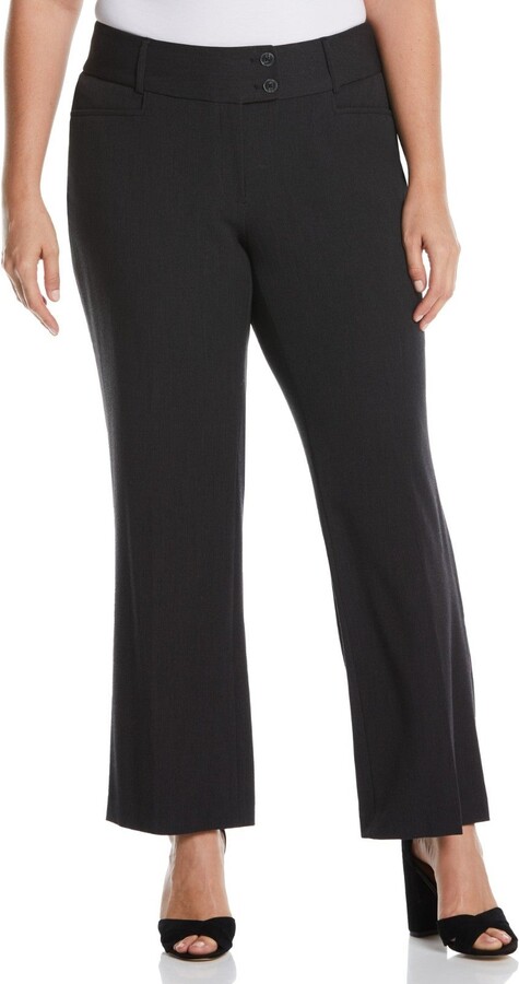 Rafaella Women's Gaberdine Curvy Fit Bootcut Dress Pants Black FTS1387