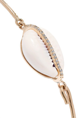 Pascale Monvoisin Cauri 9-karat Gold, Porcelain And Diamond Bracelet