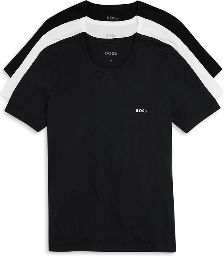 Boss Classic Cotton Regular Fit Logo Crewneck Tees, Pack of 3