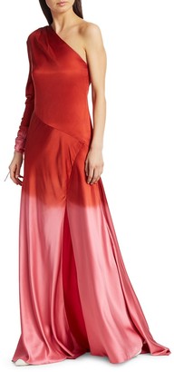 Alejandra Alonso Rojas Dip-Dye Silk One-Shoulder Gown