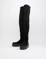Thumbnail for your product : ASOS DESIGN Kami flat chunky thigh high boots