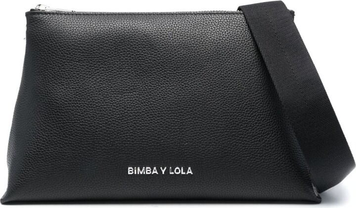 Bimba Y Lola Medium Trapezium Leather Crossbody Bag In Black