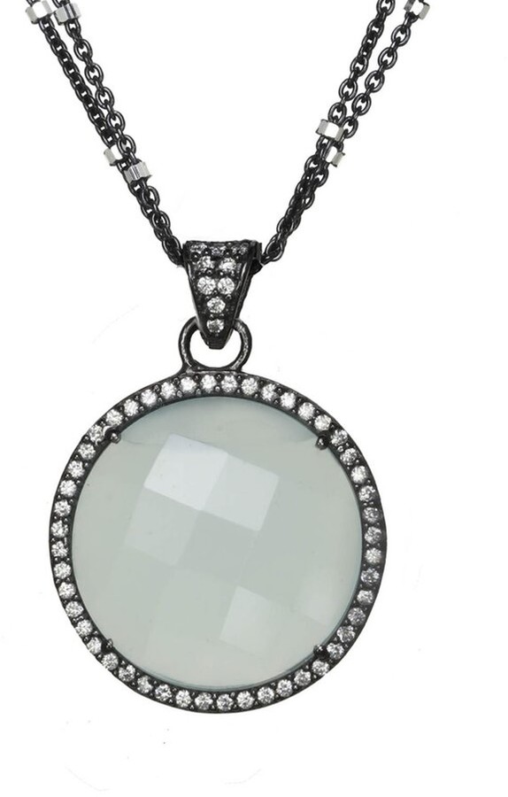 Rachel Reinhardt Silver Chalcedony Cz Necklace