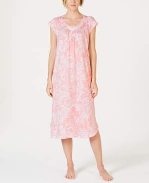 Miss Elaine Batik Paisley-Print Short-Sleeve Knit Nightgown