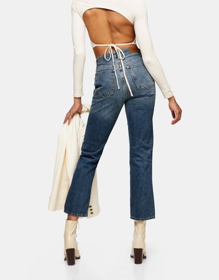 Topshop Editor straight leg jeans in mid blue