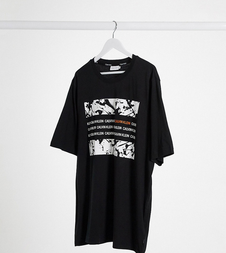 Calvin Klein Big & Tall graphic box t-shirt in black - ShopStyle