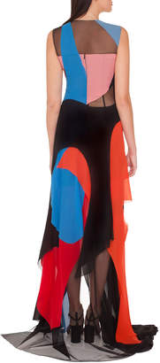 Akris Sleeveless Multicolor Gown w/ Illusion Inserts