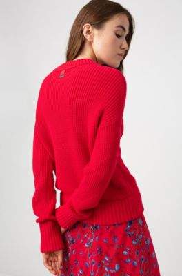 HUGO Relaxed-fit knitted sweater in pure cotton