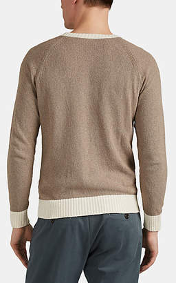 Eleventy Men's Contrast-Trimmed Cotton-Blend Bouclé Shirt - Beige, Tan