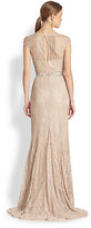 Thumbnail for your product : Theia Lace Cap-Sleeve Gown