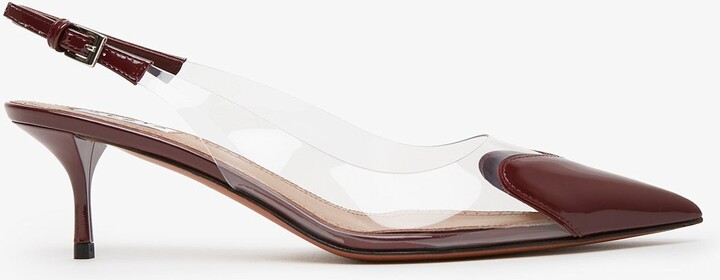 Alaia Coeur 55 dark red patent slingbacks