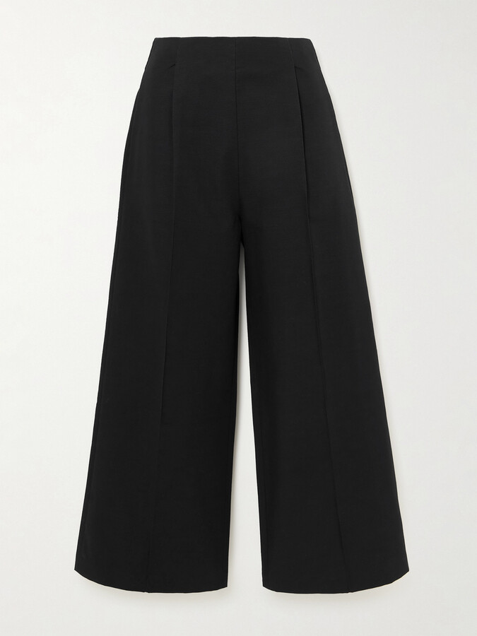 D’ESTRËE DESTREE - Martha Linear Cotton-faille Wide-leg Pants - Black