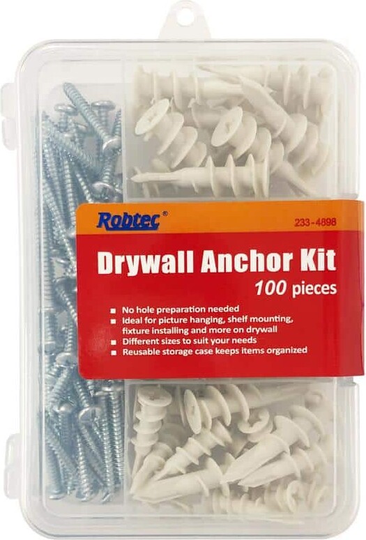 Robtec 3/8 in. x 1-1/41 in. to 5/8 in. Drywall Anchor Assortment Pack (100-Pack)
