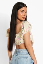 Thumbnail for your product : boohoo Petite Floral Puff Sleeve Corset Top
