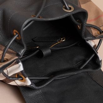 Burberry The Large Rucksack in Grainy Leather and House Check