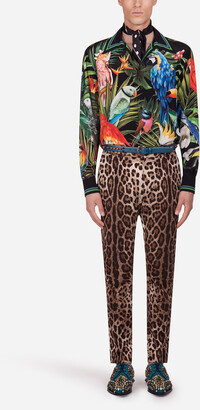Dolce & Gabbana Cotton stretch pants with leopard print