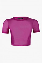 Thumbnail for your product : Select Fashion Fashion Womens Purple Mesh Crop T-Shirt - size 12