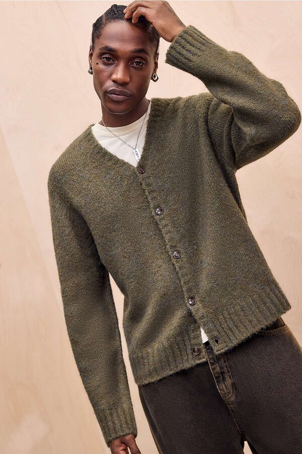 Urban Outfitters Fuzzy Green Plaid Cardigan Urban Outfitters Plaid