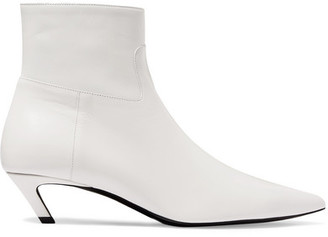 Balenciaga Talon Slash Leather Ankle Boots - White - ShopStyle