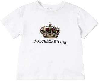 Dolce & Gabbana Crown Printed Cotton Jersey T-Shirt