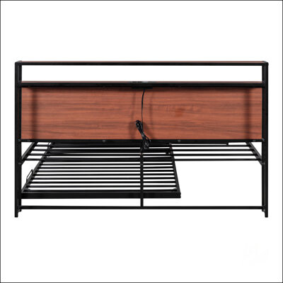17 Stories Queen Size Metal Platform Bed Frame With Trundle