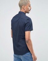 Thumbnail for your product : ASOS Stretch Slim Denim Shirt With Polka Dots