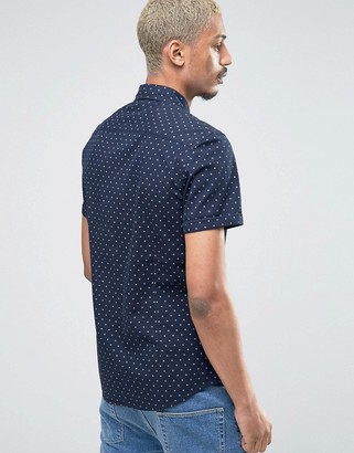 ASOS Stretch Slim Denim Shirt With Polka Dots