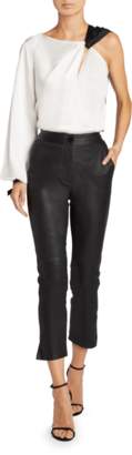 Yigal Azrouel Leather Side Slit Flared Pants