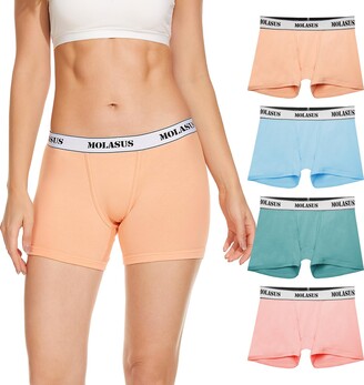 Molasus Womens Boxer Shorts Knickers Ladies Anti Chafing Cotton