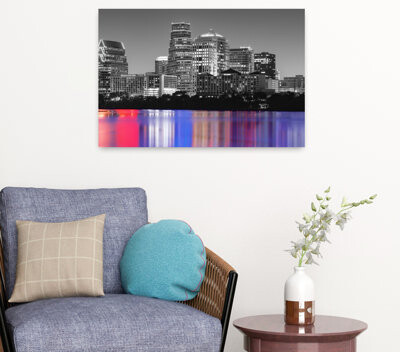 Latitude Run Skyline At Night Color Pop Austin Texas Usa Abstract Contemporary Architecture City Art