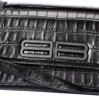 Balenciaga Gossip Small Croc-Embossed Leather Shoulder Bag