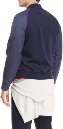 Brunello Cucinelli Contrast-Sleeve Baseball Jacket