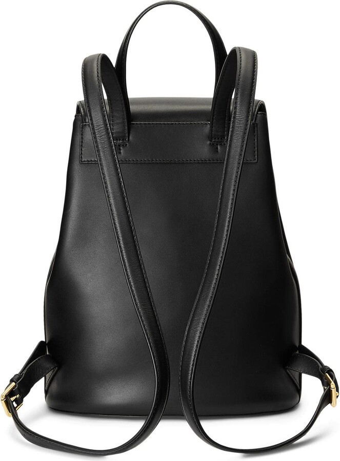 Lauren Ralph Lauren Leather Medium Winny Backpack (Black) Backpack Bags ...