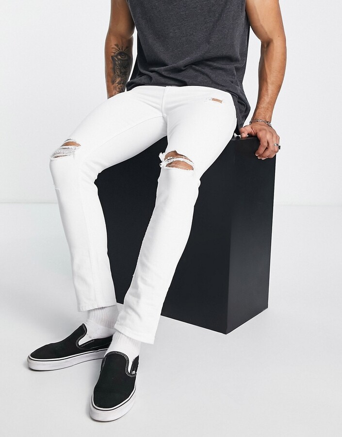 Ripped Men White Jeans | Shop the world's largest collection of fashion |  ShopStyle