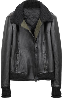 Forzieri Women's Black Leather And Mix Media Jacket