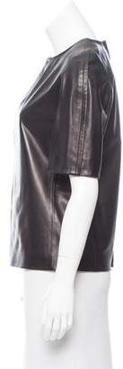 Calvin Klein Collection Leather Short Sleeve Top
