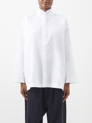eskandar Stand-collar Cotton-poplin Shirt - White