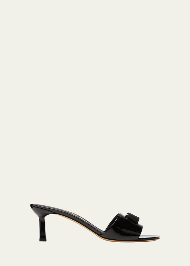 Ferragamo Glo Bow Patent Mule Sandals - ShopStyle