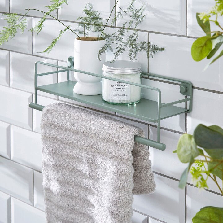 Dunelm Essentials Towel Rail with Shelf Sage (Green) - ShopStyle Bath ...