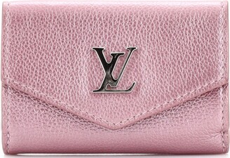 Louis VUITTON Black and pink leather wallet with a flor…