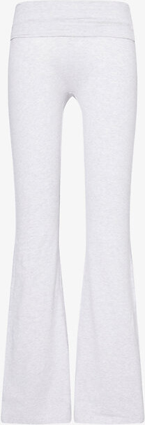 Sisterly Tribe Womens Grey Marl Soft Flared Stretch-Cotton Yoga Trousers Xl