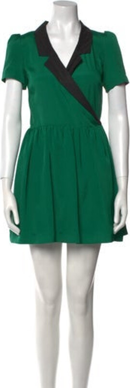 JC de CASTELBAJAC Wrap Dress Green Short Sleeve with V-Neck