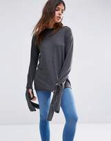 Thumbnail for your product : ASOS Top In Longline With Long Sleeve And Tie Cuff Detil