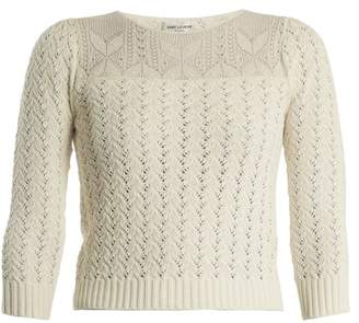Saint Laurent Lace-knit cotton-blend sweater