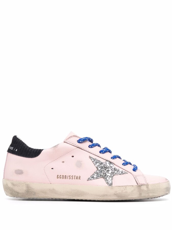 golden goose sneakers with pink fur