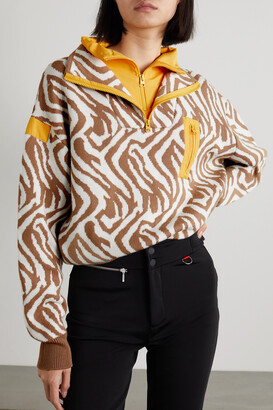 Cordova The Banff Shell-trimmed Zebra-jacquard Merino Wool Sweater - Brown