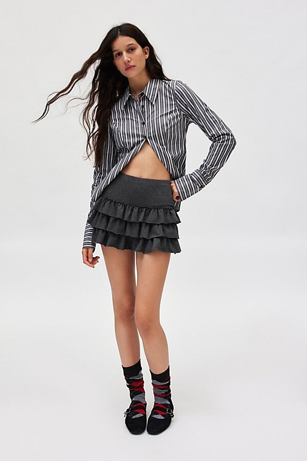 Kimchi Blue Kimchi Blue Rara Knit Tiered Ruffle Mini Skirt in