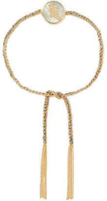 Carolina Bucci Scorpio Lucky Zodiac 18-karat Gold, Diamond, Mother-of-pearl And Silk Bracelet